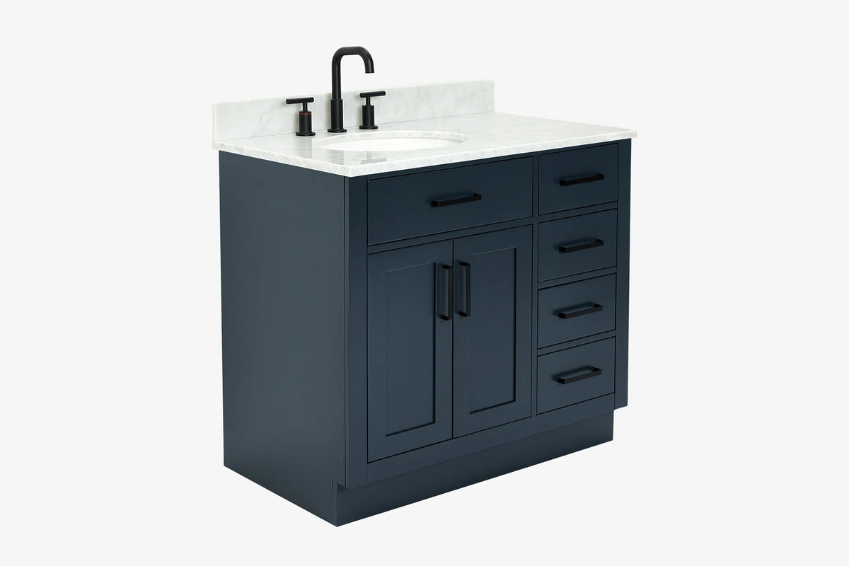 Ariel hepburn 36-37 in. left offset oval sink vanity with 1.5-0.75 in. with countertop