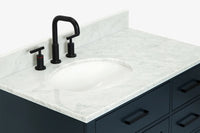 Ariel hepburn 36-37 in. left offset oval sink vanity with 1.5-0.75 in. with countertop