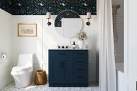 Ariel hepburn 36-37 in. left offset oval sink vanity with 1.5-0.75 in. with countertop