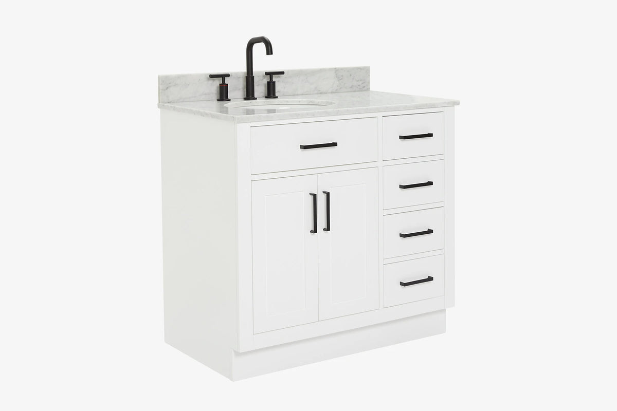 Ariel hepburn 36-37 in. left offset oval sink vanity with 1.5-0.75 in. with countertop