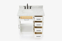 Ariel hepburn 36-37 in. left offset oval sink vanity with 1.5-0.75 in. with countertop