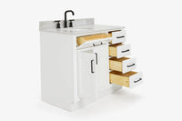 Ariel hepburn 36-37 in. left offset oval sink vanity with 1.5-0.75 in. with countertop