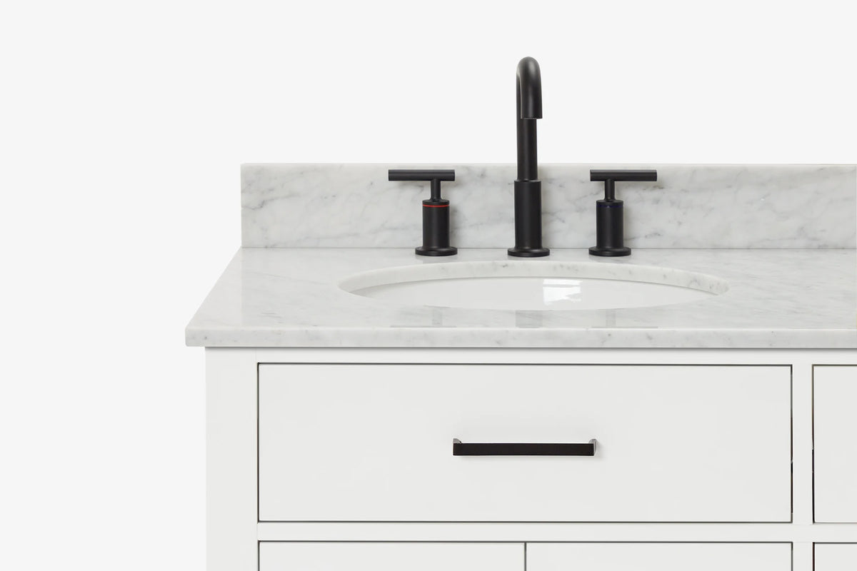 Ariel hepburn 36-37 in. left offset oval sink vanity with 1.5-0.75 in. with countertop