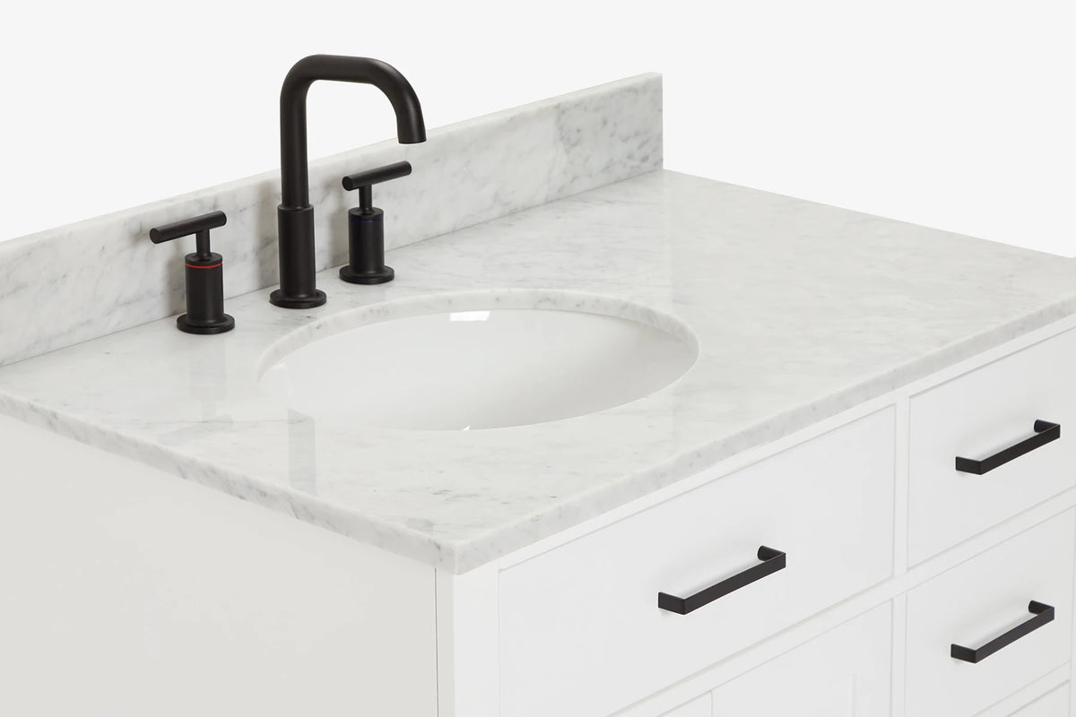 Ariel hepburn 36-37 in. left offset oval sink vanity with 1.5-0.75 in. with countertop