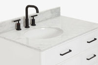 Ariel hepburn 36-37 in. left offset oval sink vanity with 1.5-0.75 in. with countertop