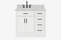Ariel hepburn 36-37 in. left offset oval sink vanity with 1.5-0.75 in. with countertop