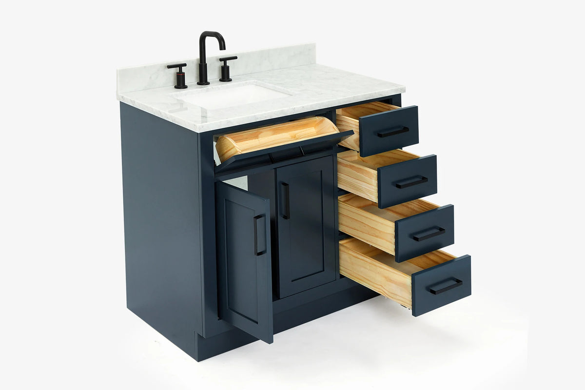 Ariel hepburn 36-37 in. left offset rectangle sink vanity with 0.75-1.5in. with countertop
