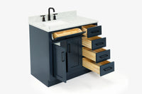 Ariel hepburn 36-37 in. left offset rectangle sink vanity with 0.75-1.5in. with countertop