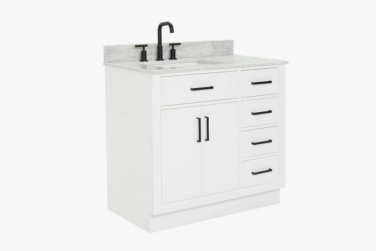 Ariel hepburn 36-37 in. left offset rectangle sink vanity with 0.75-1.5in. with countertop