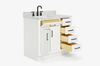 Ariel hepburn 36-37 in. left offset rectangle sink vanity with 0.75-1.5in. with countertop