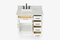 Ariel hepburn 36-37 in. left offset rectangle sink vanity with 0.75-1.5in. with countertop