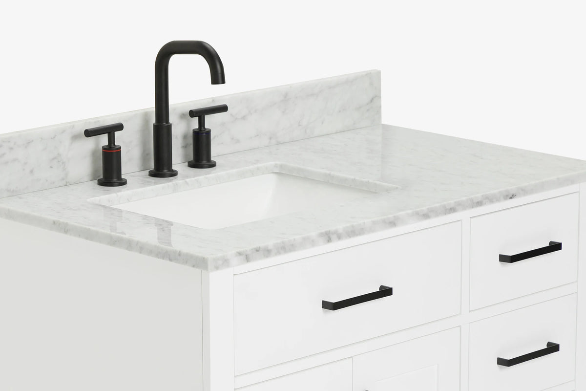 Ariel hepburn 36-37 in. left offset rectangle sink vanity with 0.75-1.5in. with countertop