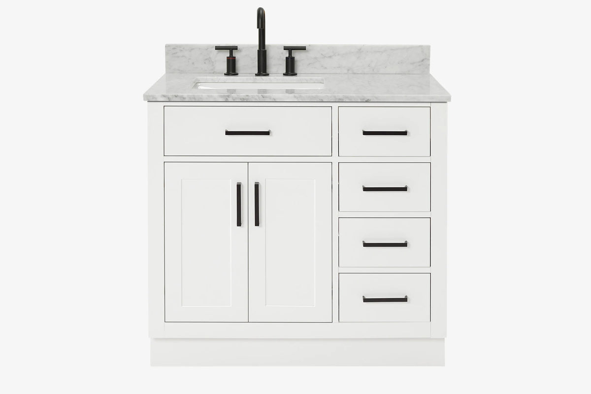 Ariel hepburn 36-37 in. left offset rectangle sink vanity with 0.75-1.5in. with countertop