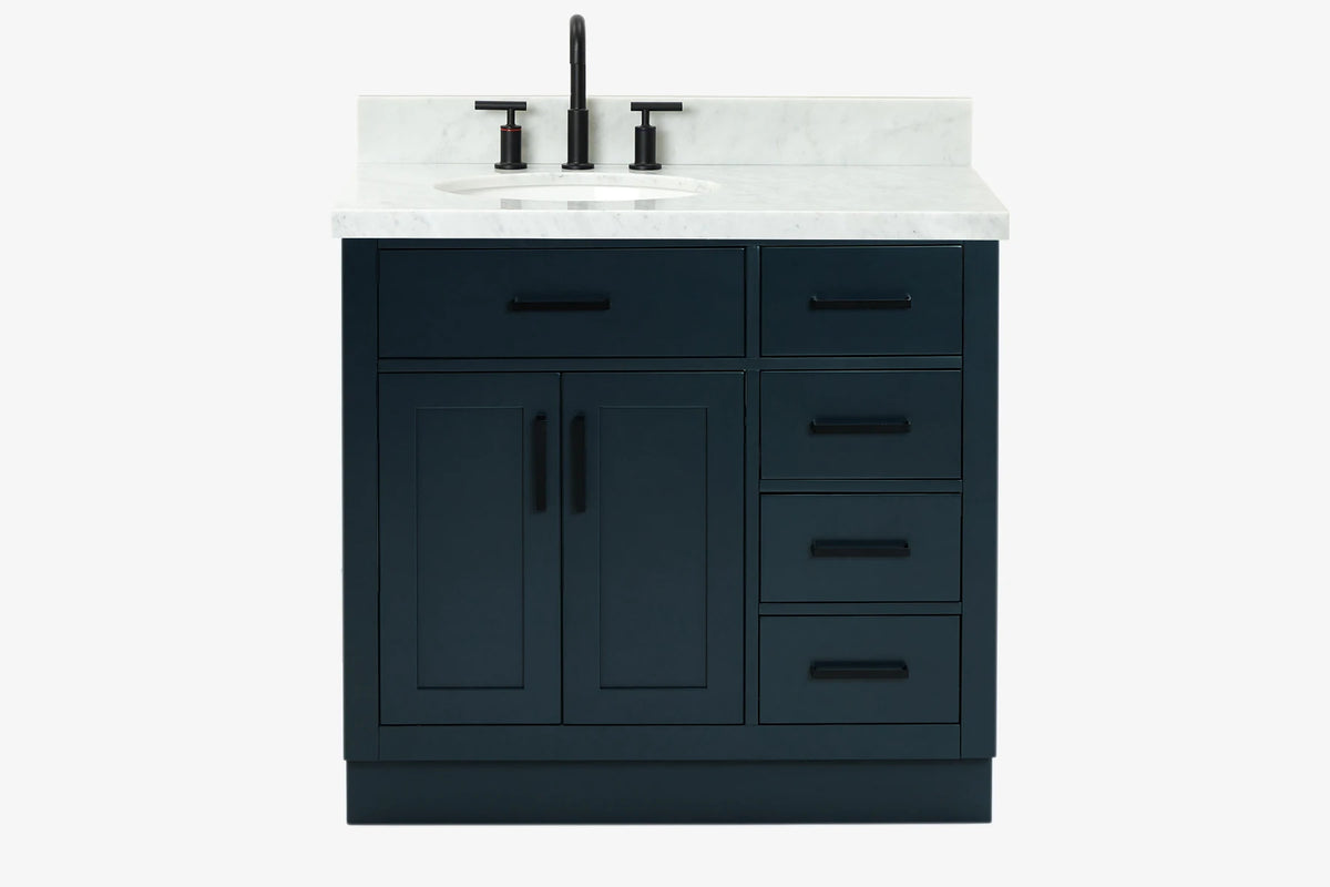 Ariel hepburn 36-37 in. left offset oval sink vanity with 1.5-0.75 in. with countertop