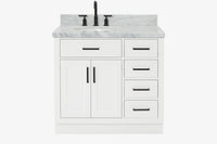 Ariel hepburn 36-37 in. left offset oval sink vanity with 1.5-0.75 in. with countertop