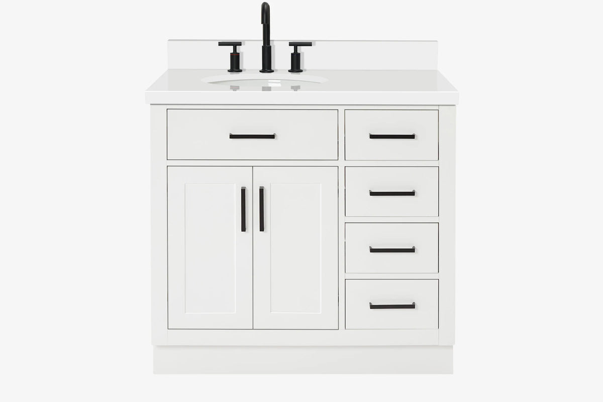Ariel hepburn 36-37 in. left offset oval sink vanity with 1.5-0.75 in. with countertop