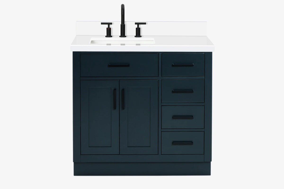 Ariel hepburn 36-37 in. left offset rectangle sink vanity with 0.75-1.5in. with countertop