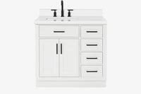 Ariel hepburn 36-37 in. left offset rectangle sink vanity with 0.75-1.5in. with countertop