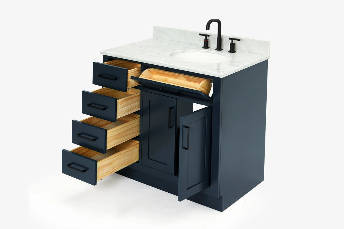 Ariel hepburn 36-37 in. right offset oval sink vanity with 0.75-1.5 in. with countertop