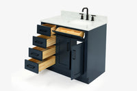 Ariel hepburn 36-37 in. right offset oval sink vanity with 0.75-1.5 in. with countertop