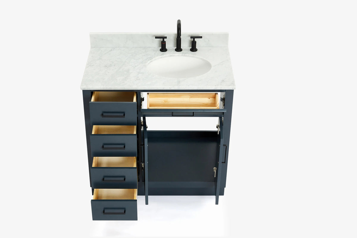 Ariel hepburn 36-37 in. right offset oval sink vanity with 0.75-1.5 in. with countertop
