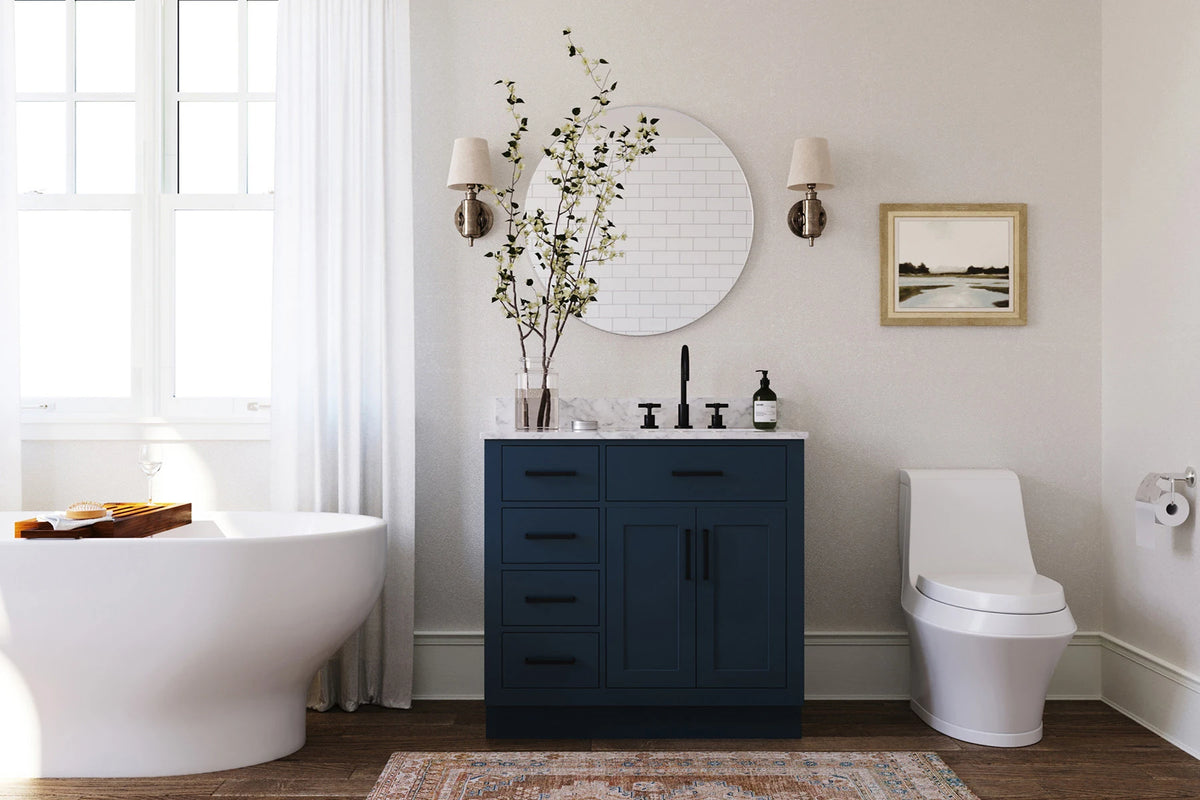 Ariel hepburn 36-37 in. right offset oval sink vanity with 0.75-1.5 in. with countertop