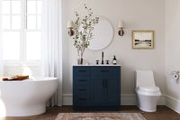 Ariel hepburn 36-37 in. right offset oval sink vanity with 0.75-1.5 in. with countertop