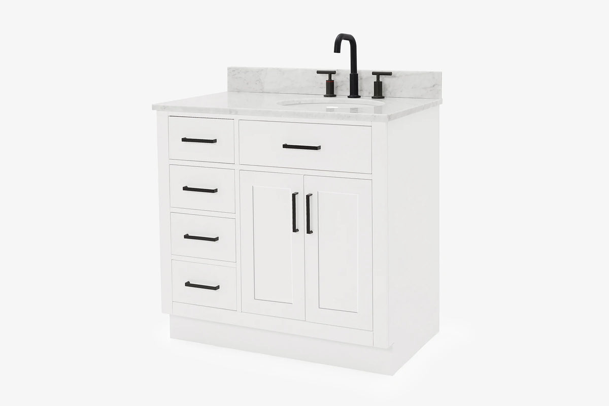 Ariel hepburn 36-37 in. right offset oval sink vanity with 0.75-1.5 in. with countertop
