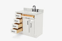 Ariel hepburn 36-37 in. right offset oval sink vanity with 0.75-1.5 in. with countertop