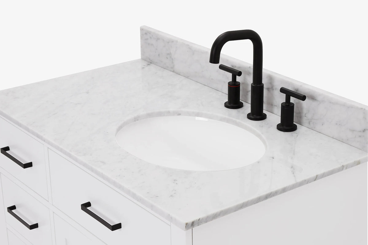 Ariel hepburn 36-37 in. right offset oval sink vanity with 0.75-1.5 in. with countertop