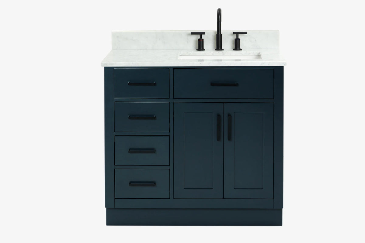 Ariel hepburn 36-37 in. right offset rectangle sink vanity with 0.75-1.5 in. with countertop