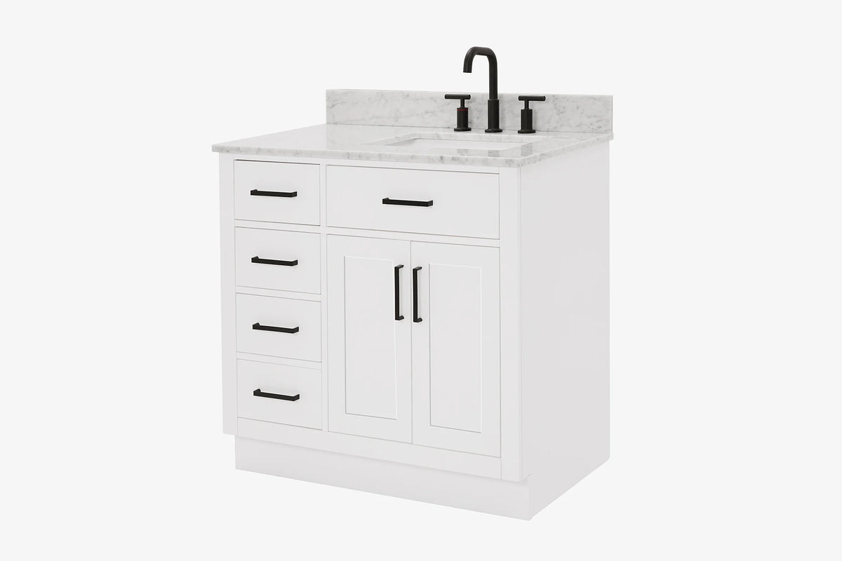 Ariel hepburn 36-37 in. right offset rectangle sink vanity with 0.75-1.5 in. with countertop