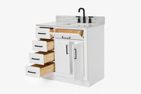 Ariel hepburn 36-37 in. right offset rectangle sink vanity with 0.75-1.5 in. with countertop