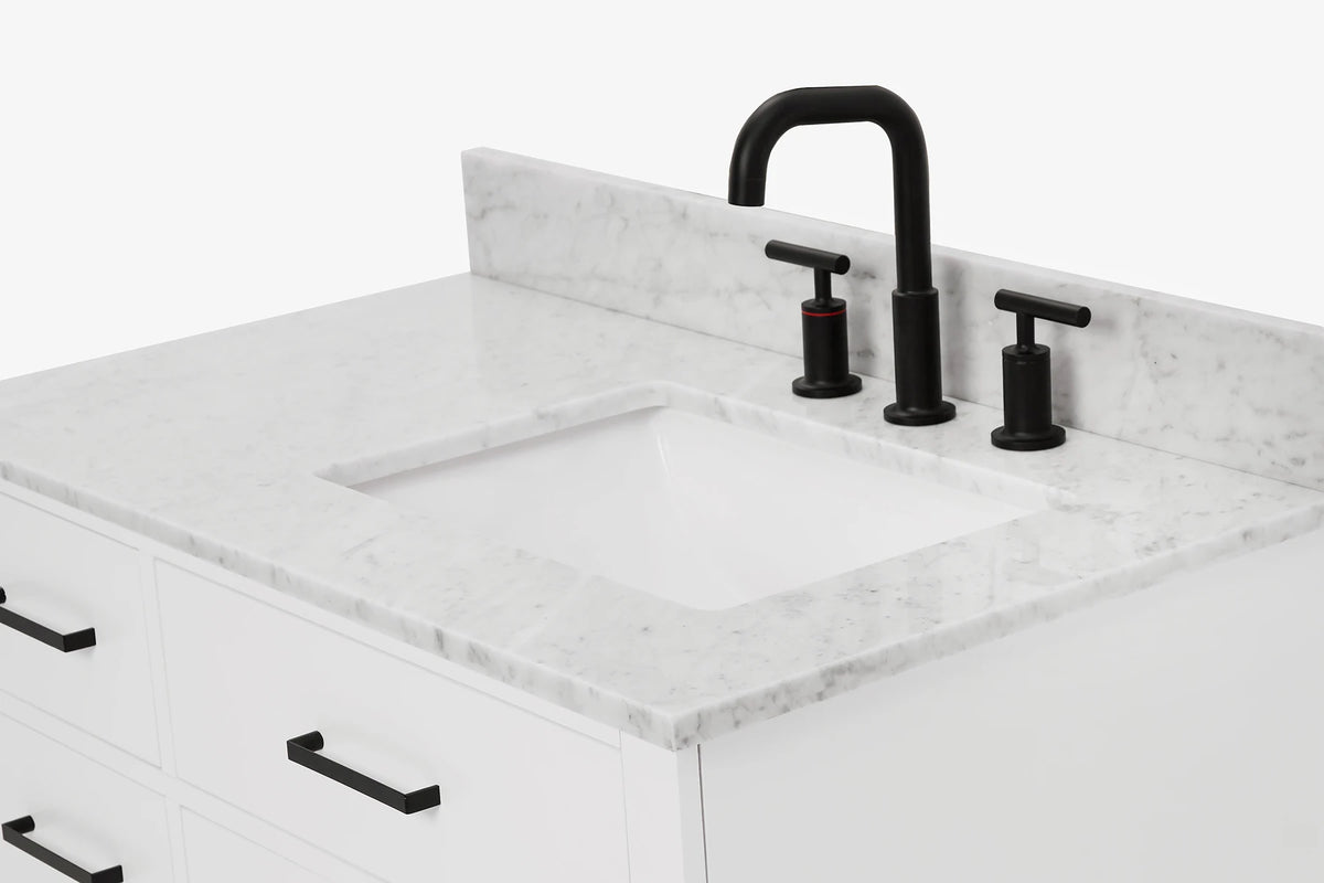 Ariel hepburn 36-37 in. right offset rectangle sink vanity with 0.75-1.5 in. with countertop