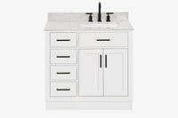 Ariel hepburn 36-37 in. right offset rectangle sink vanity with 0.75-1.5 in. with countertop