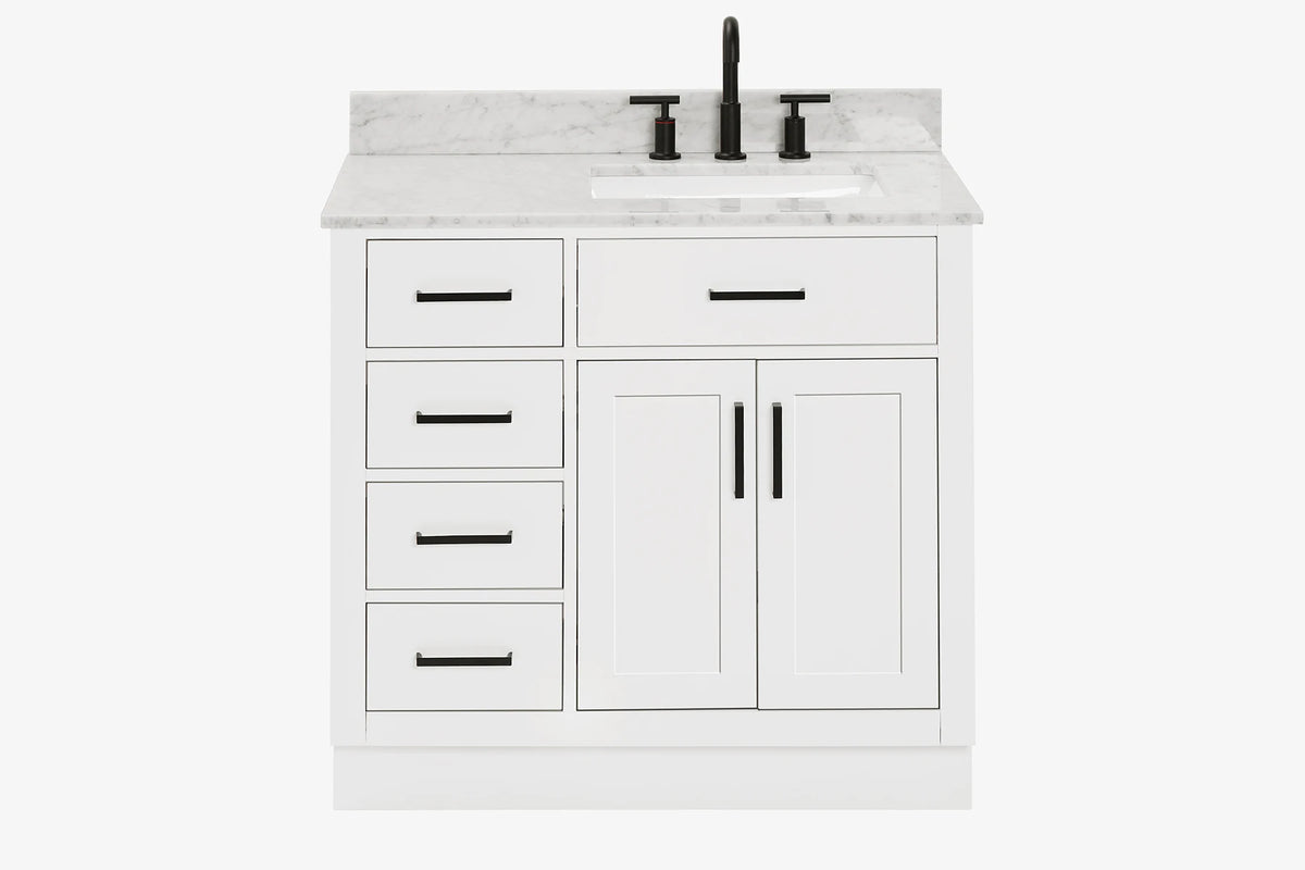 Ariel hepburn 36-37 in. right offset rectangle sink vanity with 0.75-1.5 in. with countertop