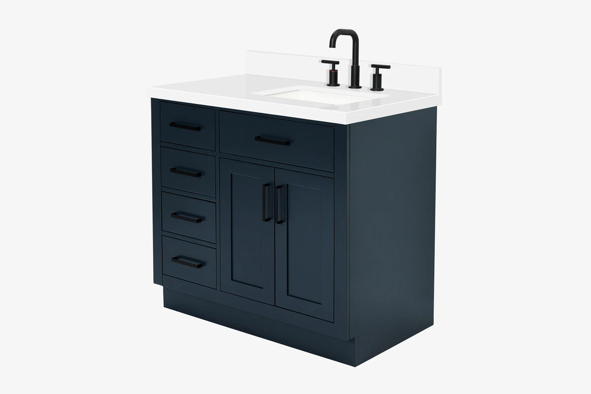 Ariel hepburn 36-37 in. right offset rectangle sink vanity with 0.75-1.5 in. with countertop