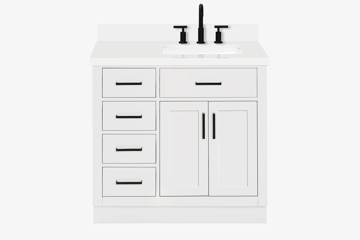 Ariel hepburn 36-37 in. right offset rectangle sink vanity with 0.75-1.5 in. with countertop