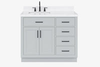 Ariel hepburn 42-43 in. left offset rectangle sink vanity with 0.75-1.5 inch with countertop