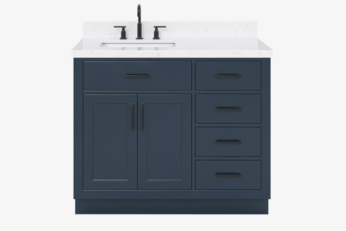 Ariel hepburn 42-43 in. left offset rectangle sink vanity with 0.75-1.5 inch with countertop