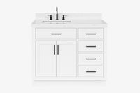 Ariel hepburn 42-43 in. left offset rectangle sink vanity with 0.75-1.5 inch with countertop