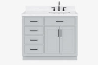 Ariel hepburn 43 in. right offset rectangle sink vanity with 0.75 in. carrara white countertop in white