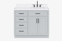 Ariel hepburn 42-43 in. right offset rectangle sink bathroom vanity with countertop 0.75-1.5 in edge