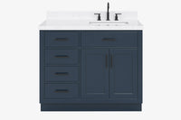 Ariel hepburn 42-43 in. right offset rectangle sink bathroom vanity with countertop 0.75-1.5 in edge