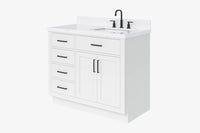 Ariel hepburn 42-43 in. right offset rectangle sink bathroom vanity with countertop 0.75-1.5 in edge