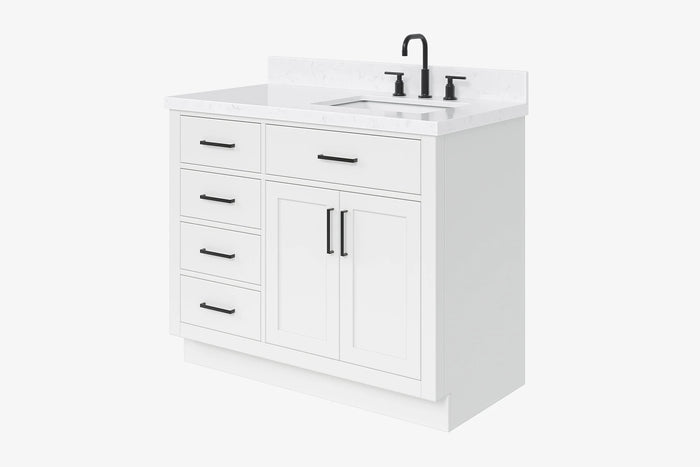 Ariel hepburn 42-43 in. right offset rectangle sink bathroom vanity with countertop 0.75-1.5 in edge