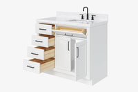 Ariel hepburn 42-43 in. right offset rectangle sink bathroom vanity with countertop 0.75-1.5 in edge