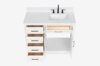 Ariel hepburn 42-43 in. right offset rectangle sink bathroom vanity with countertop 0.75-1.5 in edge