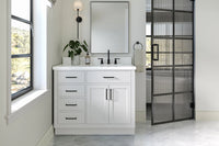 Ariel hepburn 42-43 in. right offset rectangle sink bathroom vanity with countertop 0.75-1.5 in edge