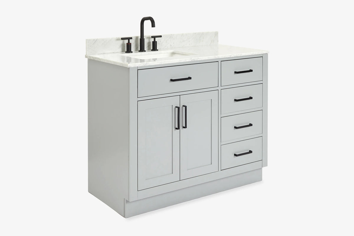 Ariel hepburn 42-43 in. left offset rectangle sink vanity with 0.75-1.5 inch with countertop